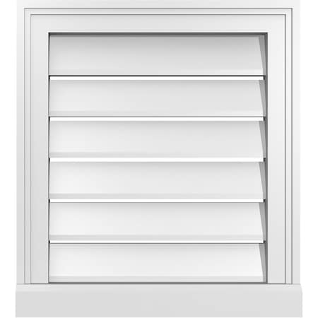 Ekena Millwork Vertical Surface Mount PVC Gable Vent: Functional, w/ 2"W x 2"P Brickmould Sill Frame, 18"W x 20"H GVPVE18X2003SF